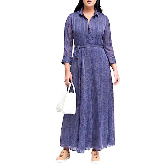 Banana Republic Herringbone Maxi Shirt Dress - Picture 1 of 15